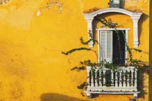 Detalhe da arquitetura de uma casa na cidade de Cartagena