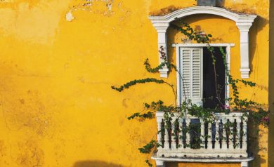 Detalhe da arquitetura de uma casa na cidade de Cartagena